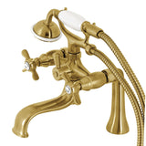 Essex Three-Handle 2-Hole Deck-Mount Clawfoot Tub Faucet with Hand Shower