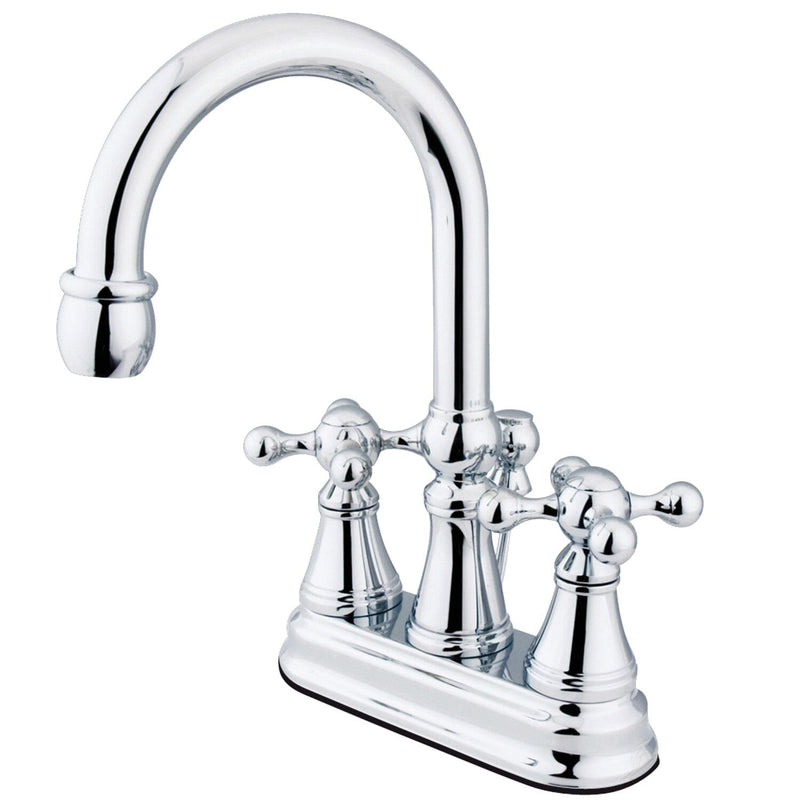 Governor Double-Handle 3-Hole Deck Mount 4-Inch Centerset Bathroom Faucet with Brass Pop-Up
