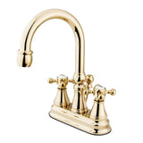 Vintage Double-Handle 3-Hole Deck Mount 4-Inch Centerset Bathroom Faucet with Brass Pop-Up