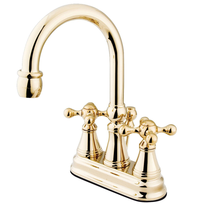 Governor Double-Handle 3-Hole Deck Mount 4-Inch Centerset Bathroom Faucet with Brass Pop-Up