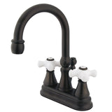 Governor Double-Handle 3-Hole Deck Mount 4-Inch Centerset Bathroom Faucet with Brass Pop-Up