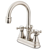 Vintage Double-Handle 3-Hole Deck Mount 4-Inch Centerset Bathroom Faucet with Brass Pop-Up