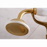 Kingston Two-Handle 2-Hole Wall Mount Clawfoot Tub Faucet with Hand Shower