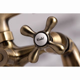 Kingston Three-Handle 2-Hole Deck-Mount Clawfoot Tub Faucet with Hand Shower