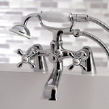 Kingston Three-Handle 2-Hole Deck-Mount Clawfoot Tub Faucet with Hand Shower