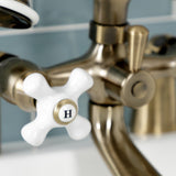 Kingston Three-Handle 2-Hole Deck-Mount Clawfoot Tub Faucet with Hand Shower