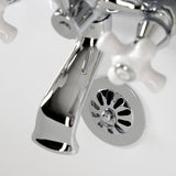 Kingston Three-Handle 2-Hole Deck-Mount Clawfoot Tub Faucet with Hand Shower