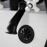 Kingston Three-Handle 2-Hole Deck-Mount Clawfoot Tub Faucet with Hand Shower