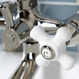 Kingston Three-Handle 2-Hole Deck-Mount Clawfoot Tub Faucet with Hand Shower