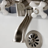 Kingston Three-Handle 2-Hole Deck-Mount Clawfoot Tub Faucet with Hand Shower