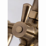 Kingston Three-Handle 2-Hole Deck-Mount Clawfoot Tub Faucet with Hand Shower