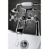Kingston Three-Handle 2-Hole Deck-Mount Clawfoot Tub Faucet with Hand Shower