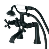 Kingston Three-Handle 2-Hole Deck-Mount Clawfoot Tub Faucet with Hand Shower