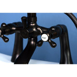 Kingston Three-Handle 2-Hole Deck-Mount Clawfoot Tub Faucet with Hand Shower