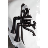 Kingston Three-Handle 2-Hole Deck-Mount Clawfoot Tub Faucet with Hand Shower