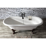 Kingston Three-Handle 2-Hole Deck-Mount Clawfoot Tub Faucet with Hand Shower