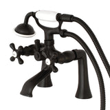 Kingston Three-Handle 2-Hole Deck-Mount Clawfoot Tub Faucet with Hand Shower