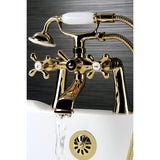 Kingston Three-Handle 2-Hole Deck-Mount Clawfoot Tub Faucet with Hand Shower