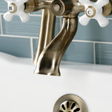 Kingston Three-Handle 2-Hole Deck-Mount Clawfoot Tub Faucet with Hand Shower