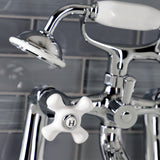Kingston Three-Handle 2-Hole Deck-Mount Clawfoot Tub Faucet with Hand Shower