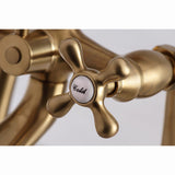 Kingston Three-Handle 2-Hole Deck-Mount Clawfoot Tub Faucet with Hand Shower