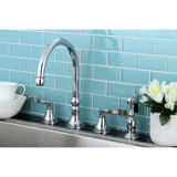 NuFrench Double-Handle 4-Hole Widespread Kitchen Faucet with Brass Sprayer