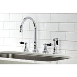 Duchess Double-Handle 4-Hole Widespread Kitchen Faucet with Brass Sprayer