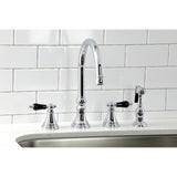 Duchess Double-Handle 4-Hole Widespread Kitchen Faucet with Brass Sprayer