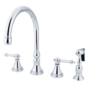 Templeton Double-Handle 4-Hole Widespread Kitchen Faucet with Brass Sprayer