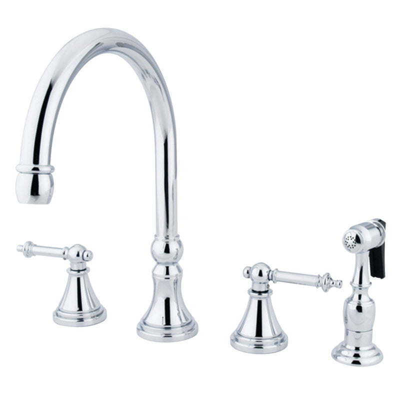 Templeton Double-Handle 4-Hole Widespread Kitchen Faucet with Brass Sprayer