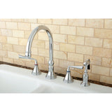 Silver Sage Double-Handle 4-Hole Widespread Kitchen Faucet with Brass Sprayer