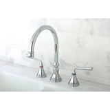 Silver Sage Double-Handle 3-Hole Widespread Kitchen Faucet