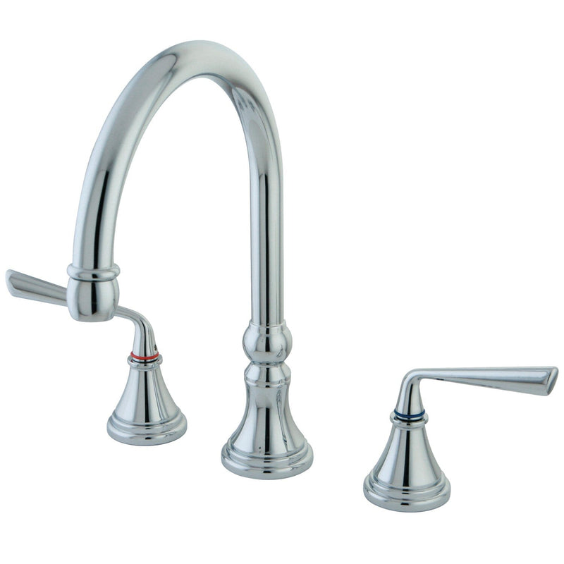 Silver Sage Double-Handle 3-Hole Widespread Kitchen Faucet