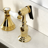 Bel-Air Double-Handle 4-Hole Widespread Kitchen Faucet with Brass Sprayer