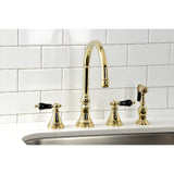 Duchess Double-Handle 4-Hole Widespread Kitchen Faucet with Brass Sprayer