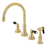 Duchess Double-Handle 4-Hole Widespread Kitchen Faucet with Brass Sprayer