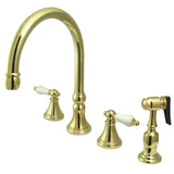 Governor Double-Handle 4-Hole Widespread Kitchen Faucet with Brass Sprayer