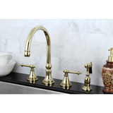 Templeton Double-Handle 4-Hole Widespread Kitchen Faucet with Brass Sprayer
