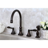 NuFrench Double-Handle 4-Hole Widespread Kitchen Faucet with Brass Sprayer