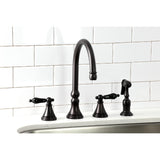 Duchess Double-Handle 4-Hole Widespread Kitchen Faucet with Brass Sprayer