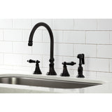 Duchess Double-Handle 4-Hole Widespread Kitchen Faucet with Brass Sprayer