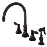 Duchess Double-Handle 4-Hole Widespread Kitchen Faucet with Brass Sprayer