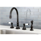 Governor Double-Handle 4-Hole Widespread Kitchen Faucet with Brass Sprayer