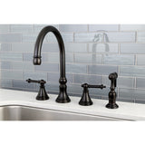 Templeton Double-Handle 4-Hole Widespread Kitchen Faucet with Brass Sprayer
