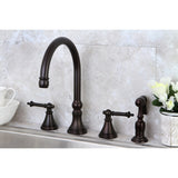 Templeton Double-Handle 4-Hole Widespread Kitchen Faucet with Brass Sprayer