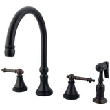 Templeton Double-Handle 4-Hole Widespread Kitchen Faucet with Brass Sprayer