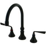 Silver Sage Double-Handle 3-Hole Widespread Kitchen Faucet