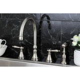 Governor Double-Handle 4-Hole Widespread Kitchen Faucet with Brass Sprayer