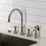 Bel-Air Double-Handle 4-Hole Widespread Kitchen Faucet with Brass Sprayer