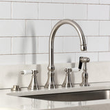 Bel-Air Double-Handle 4-Hole Widespread Kitchen Faucet with Brass Sprayer